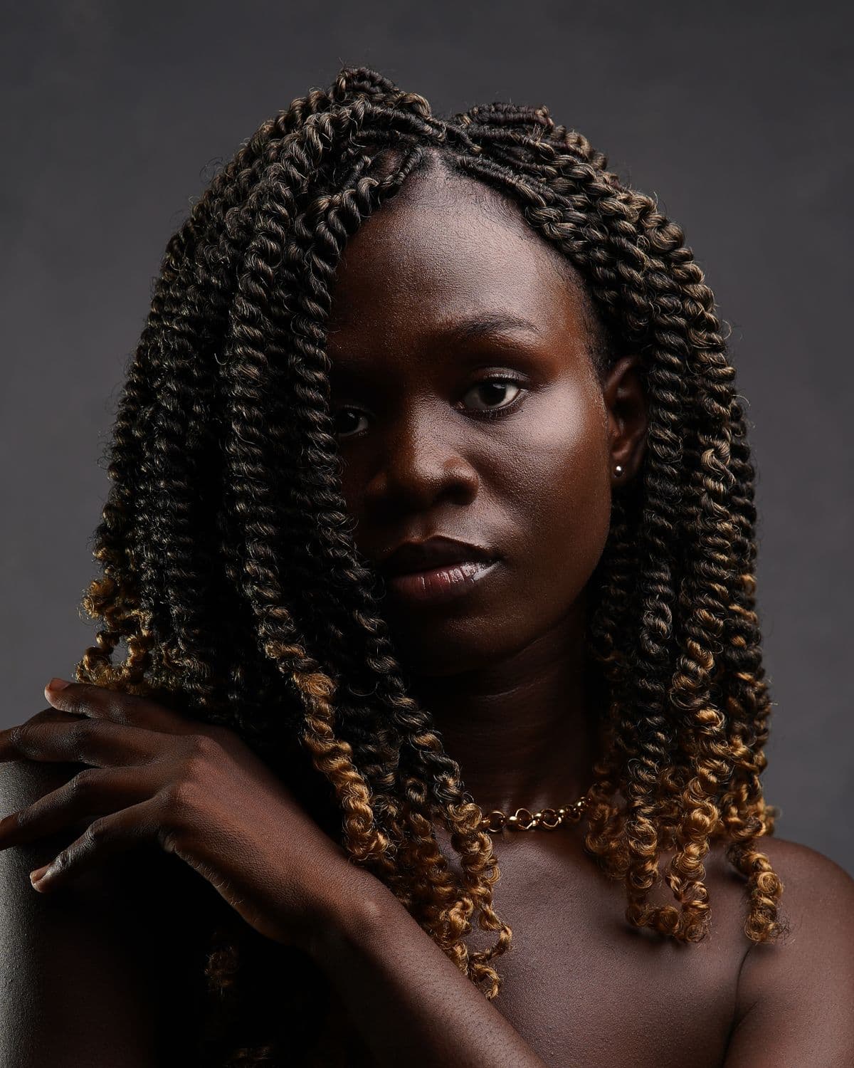 Woman with sculptural curls